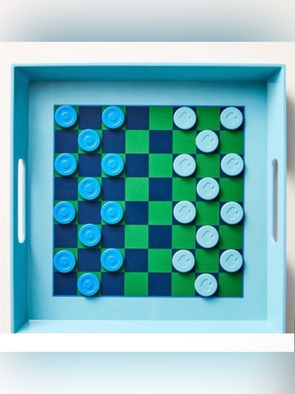 Kate Spade Blue and Green Acrylic Checkers Tray Game. NWT